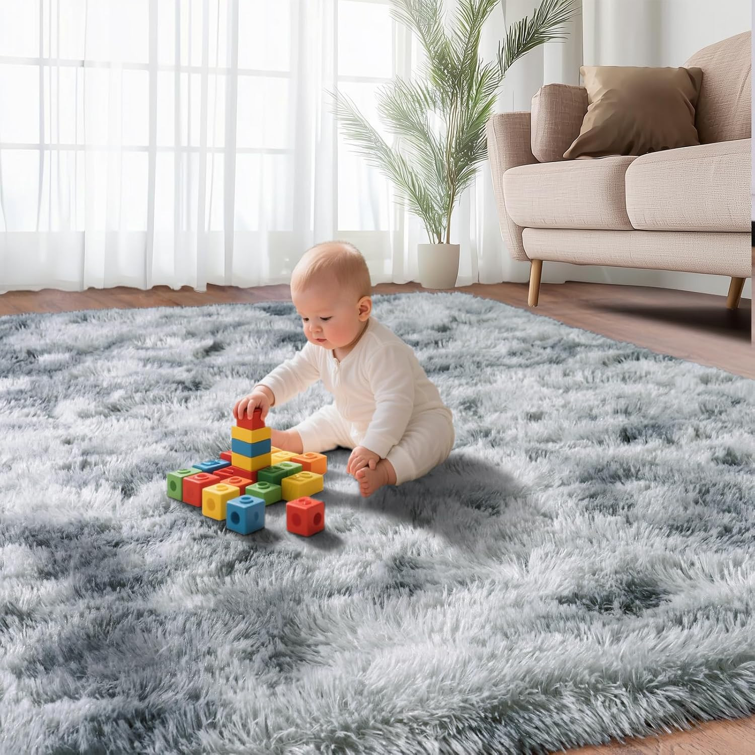 Area Rugs for Living Room 6X9, Ultra Soft Fluffy Rug for Bedroom, Modern Shaggy