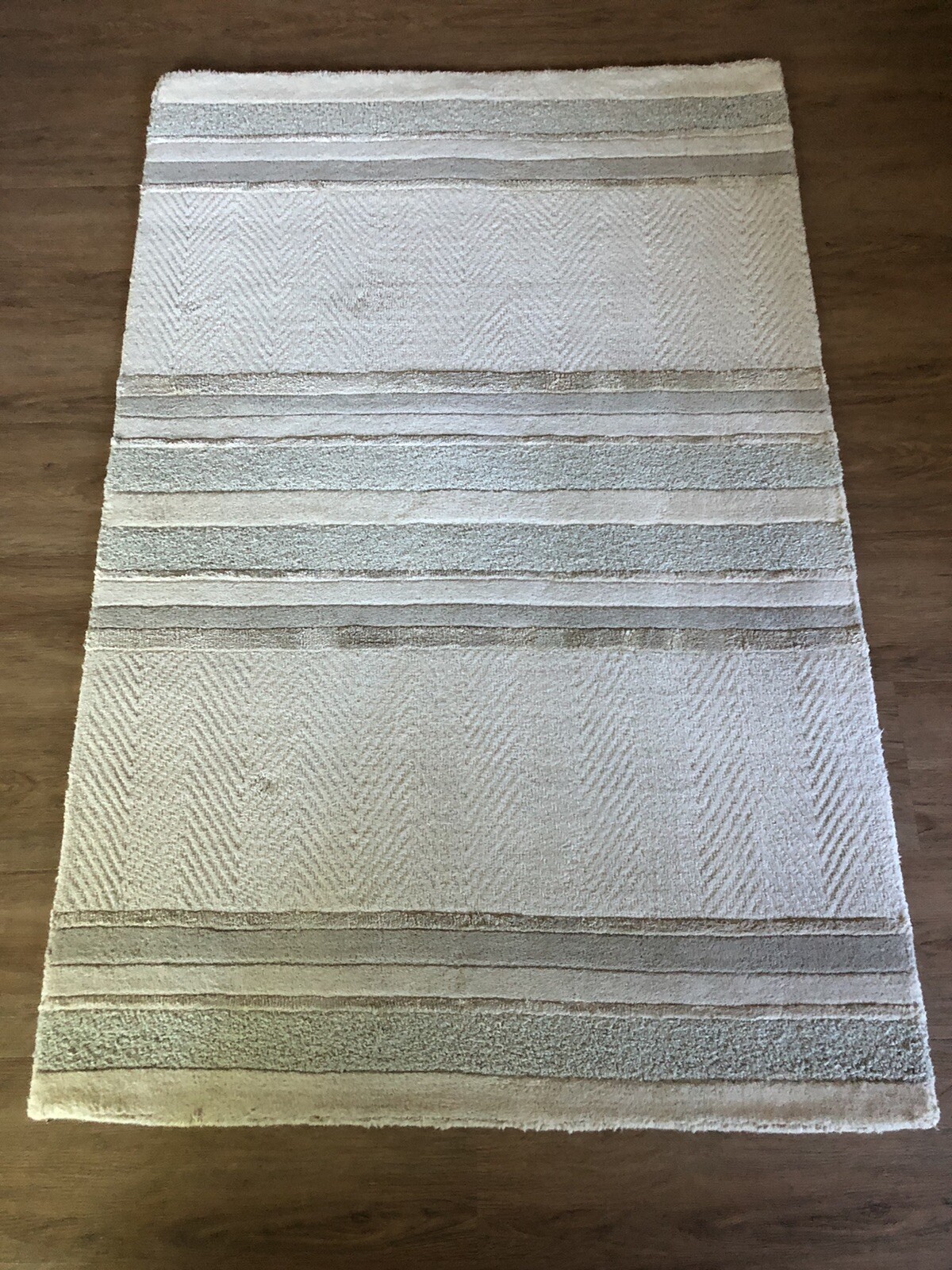 Calvin Klein Sahara SAH02 Bone Stripe Area Rug 3’ 6” X 5’ 6” Wool Viscose