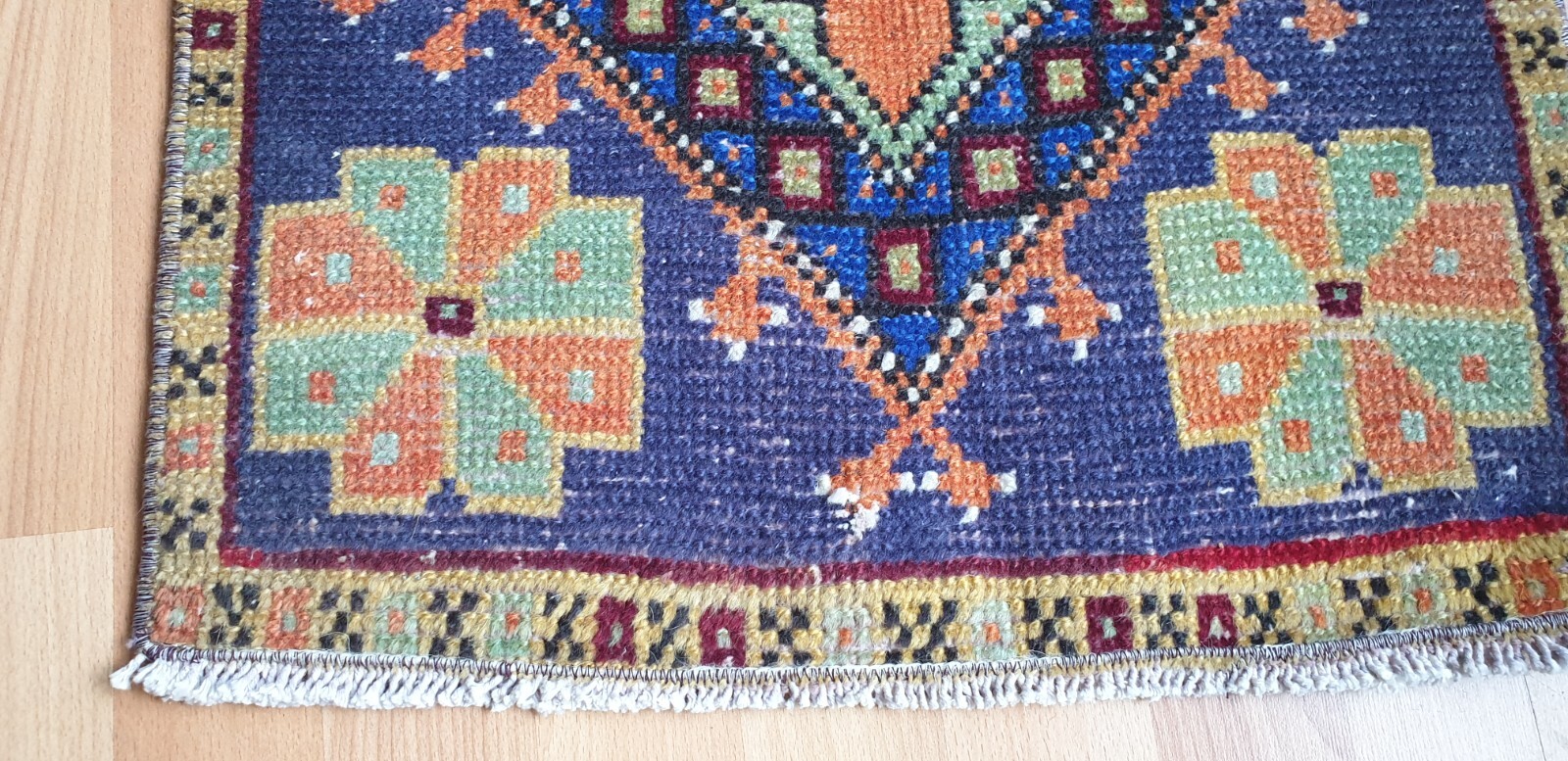 Small old Turkish handwoven rug 50×100 cm Vintage Boho Home Decor