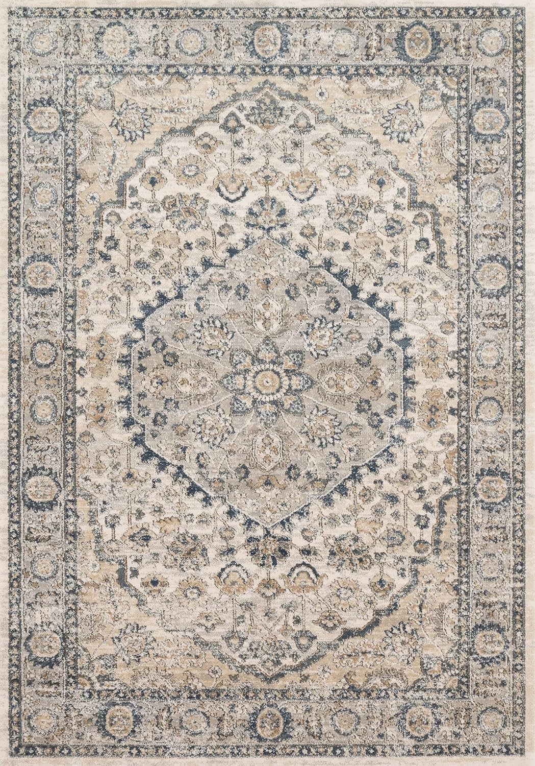 Loloi II Teagan Collection TEA-01 Natural/Lt. Grey 6′-7″ X 9′-2″, .25″ Thick, Ar