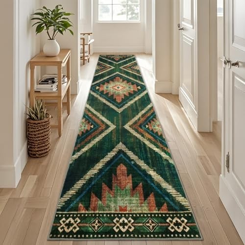 Tiger Print 5X7 Washable Rug for Living Room, Boho Green Cheetah Bedroom Area Ru