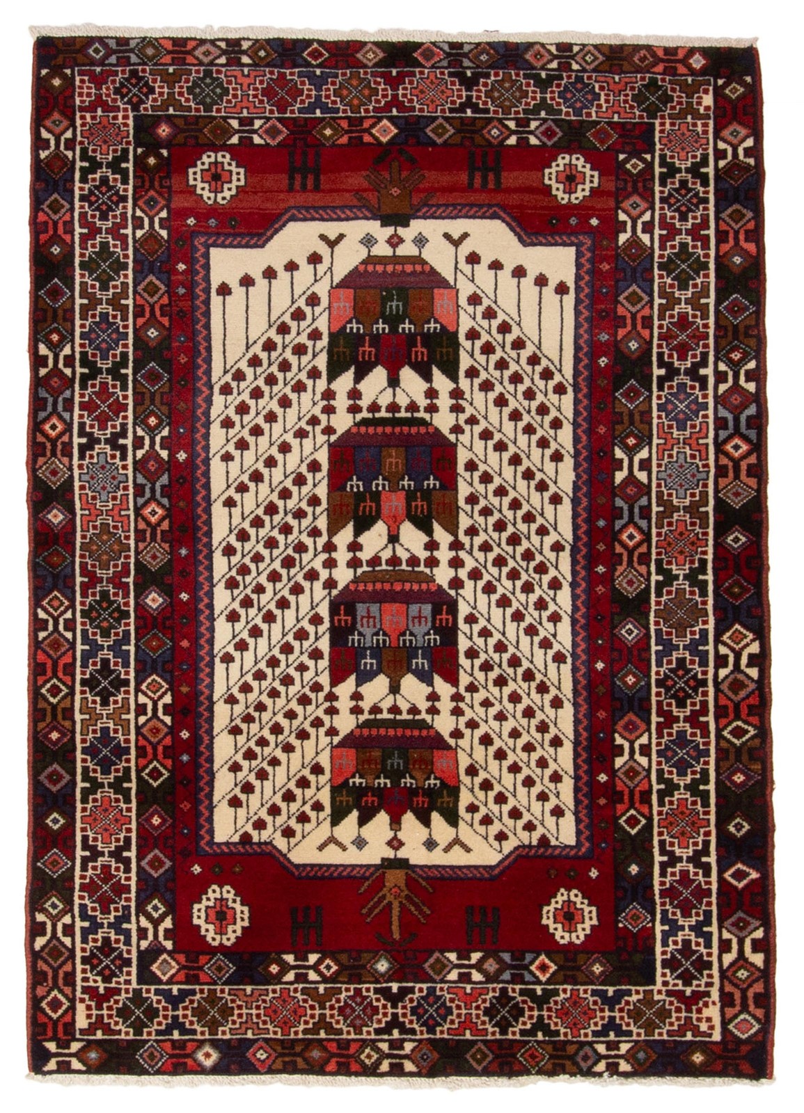 Vintage 3’6″ x 4’11” Traditional Hand Knotted Vegetable Dye Wool Area Rug