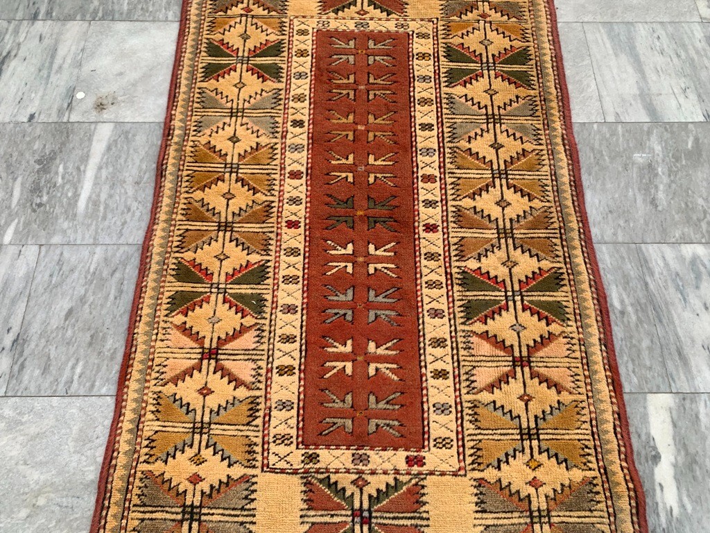 3x5ft Vintage Turkish Hand knotted Rug Authentic Kesray Traditional Kilim Rug