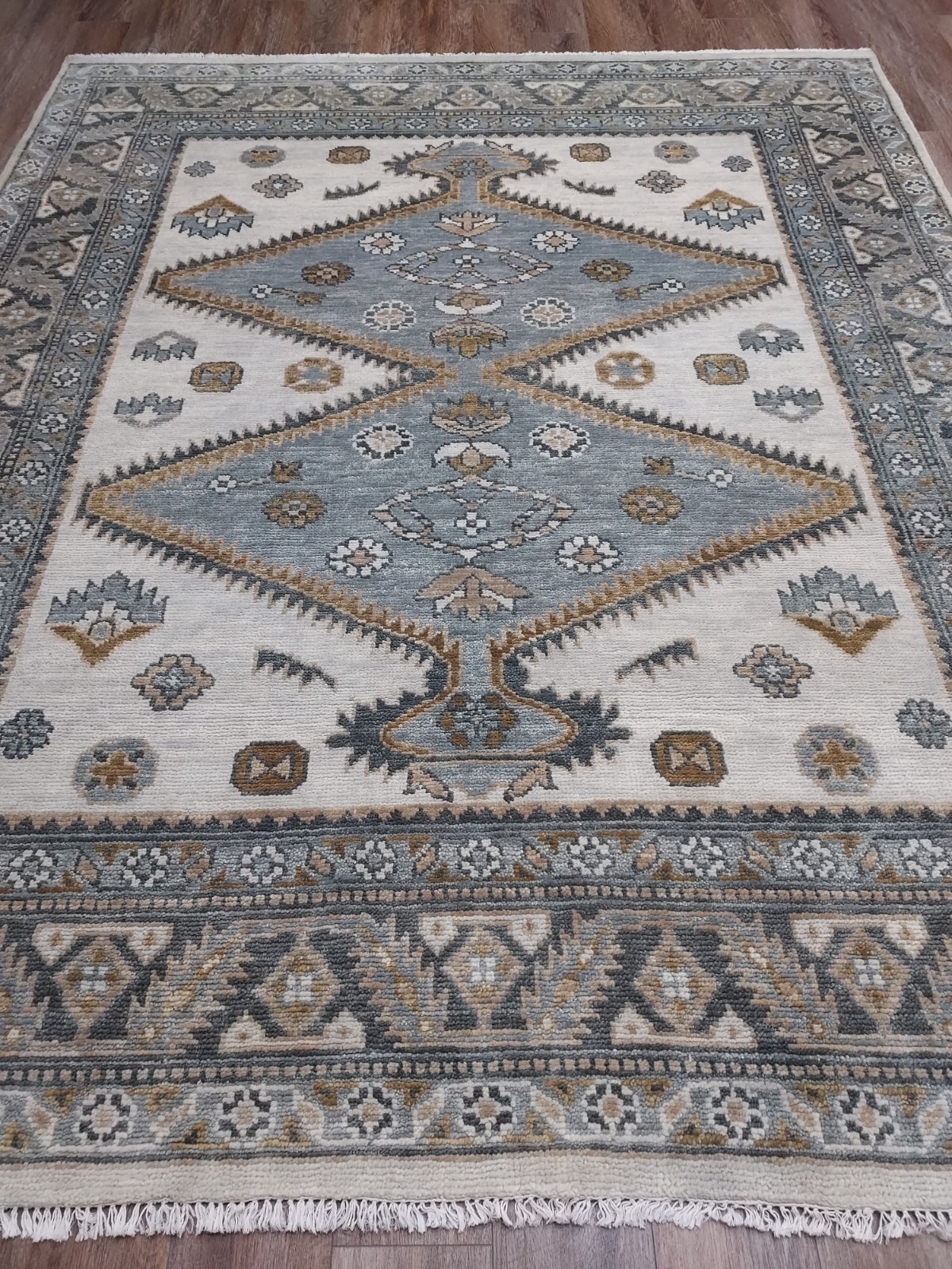 TURKISH OUSHAK RUG. GEOMETRIC MULTICOLORED HANDMADE BOHEMIAN 8×10 RUG