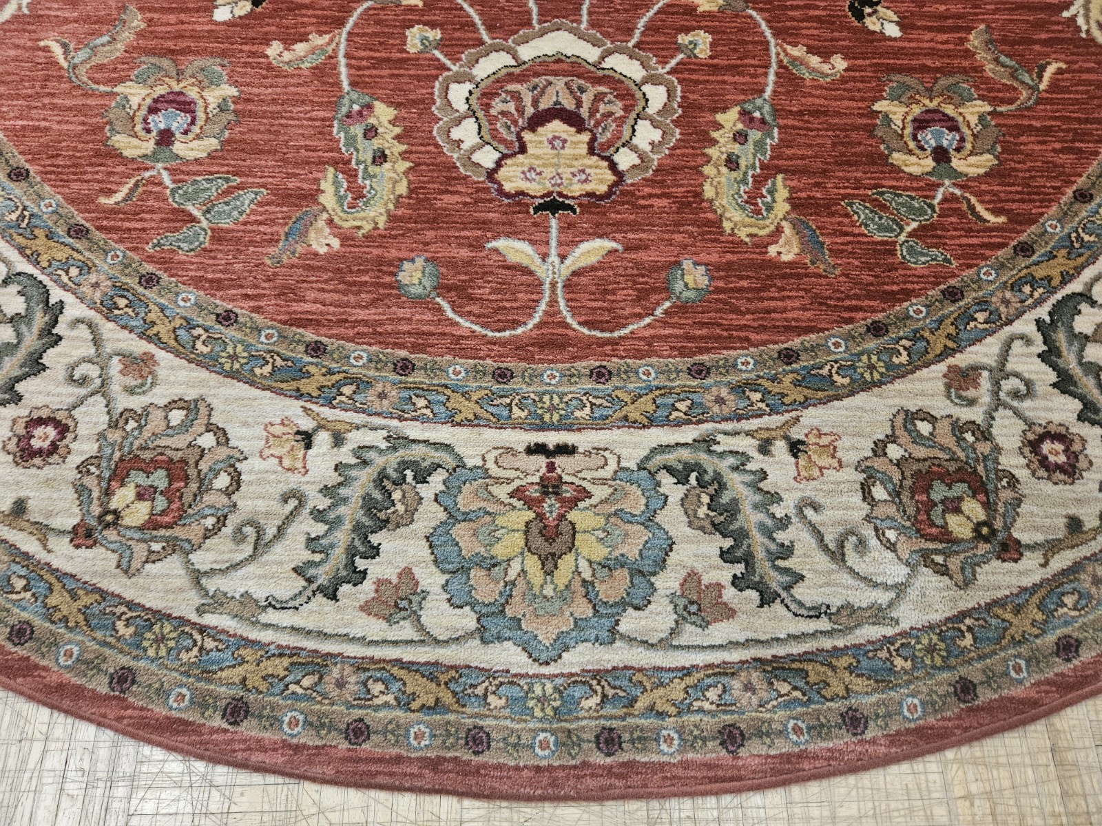 8.8×8.8 – 9×9 ROUND KARASTAN ASHARA AGRA RED 549-15002 100% WOOL RUG VGC