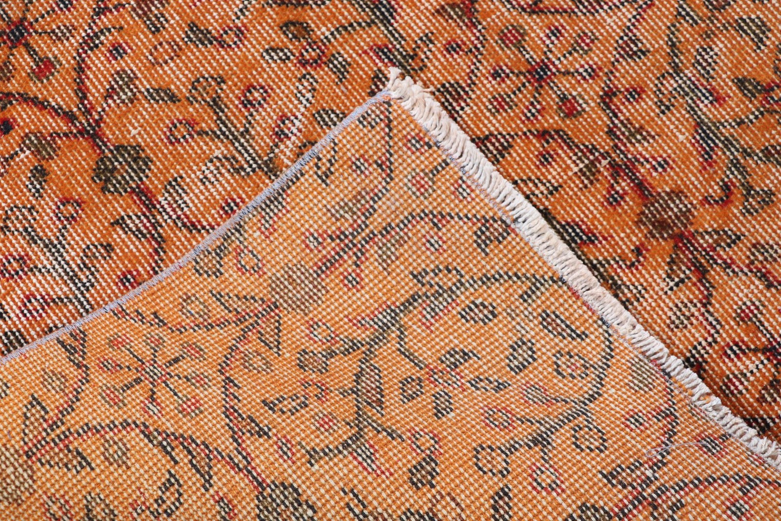 Vintage Rug 3,7×6,5 ft (114×198 cm), Orange Animal Print Turkish Rug