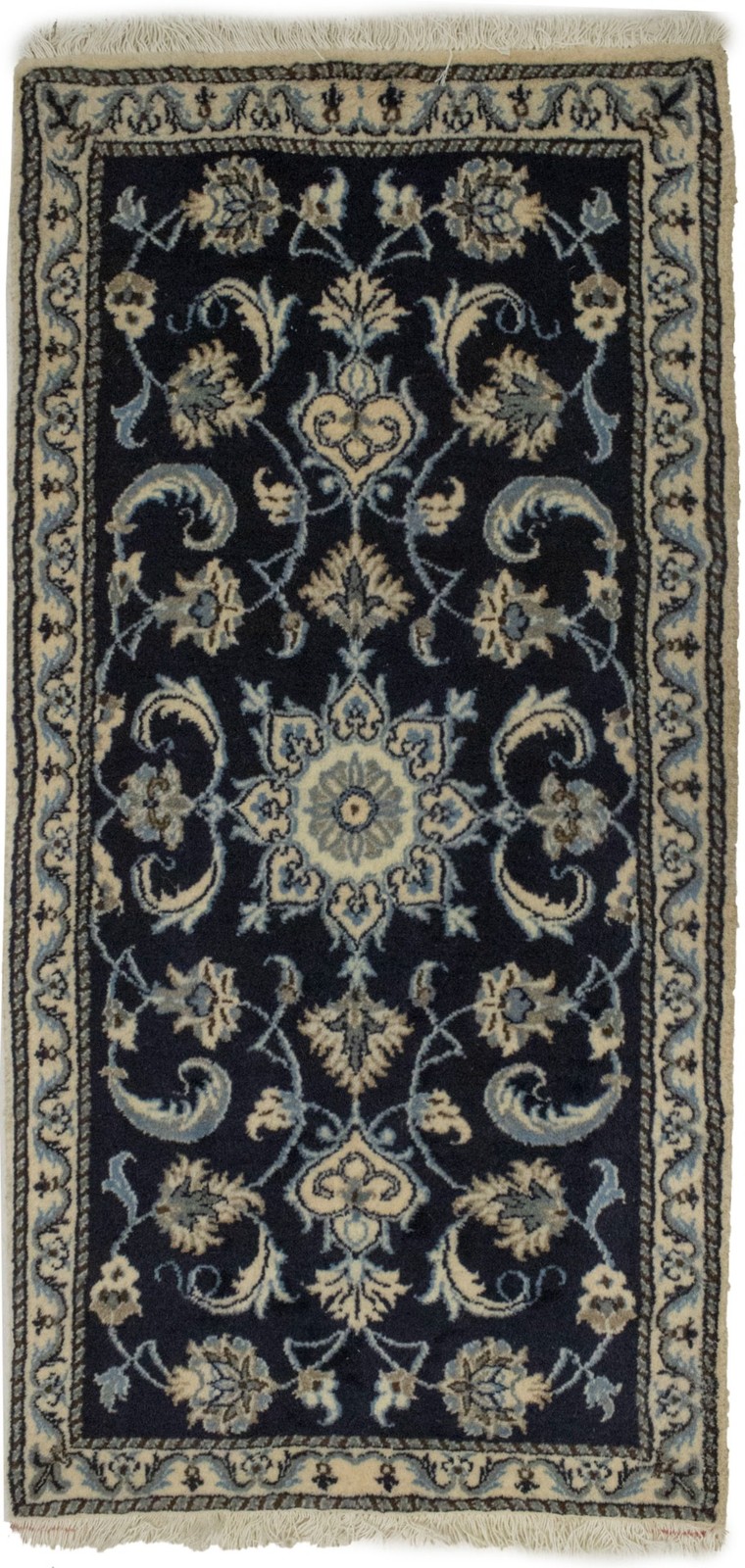 Nain Oriental Rug Small Classic Navy Floral Design Thick Pile Carpet 2’3X4’7 ft