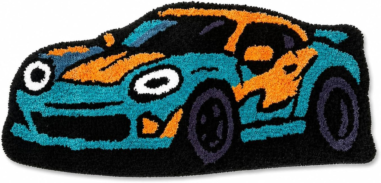 Racing Car Shaped Cool Gamer Rug, Cartoon Sports Car Irregular Tufted Rug, Soft