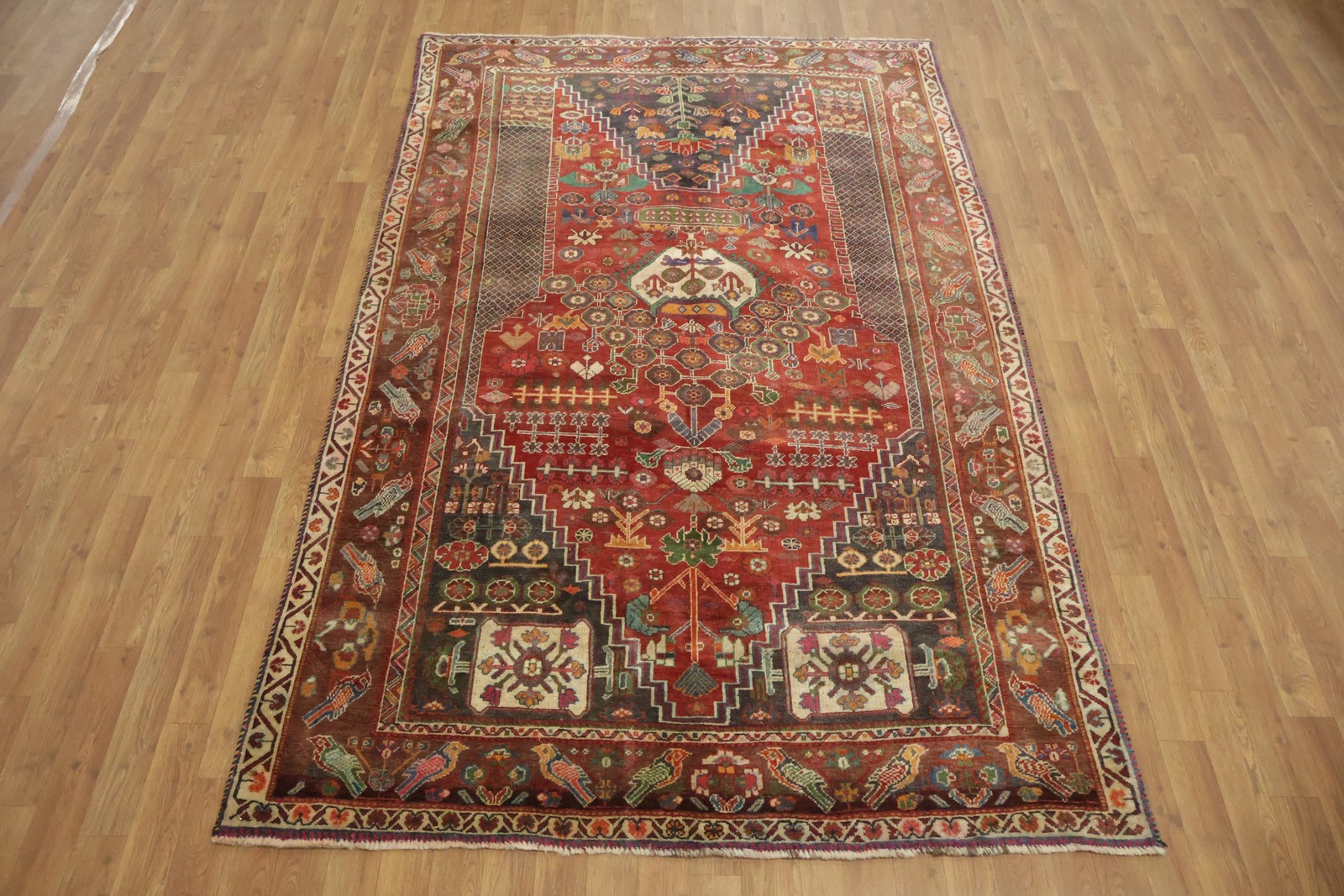 Vintage Traditional Tribal Area Rug 5×8 Wool Hand-knotted Geometric Nomad Carpet