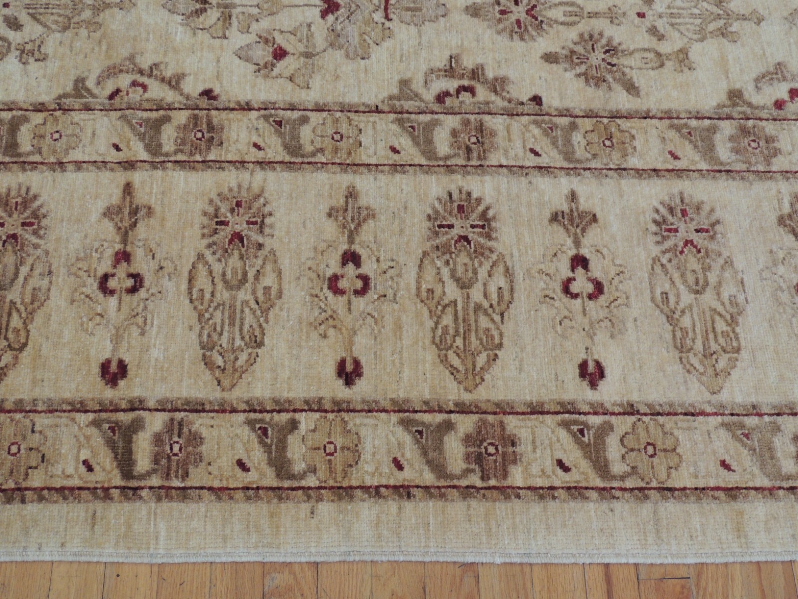 12×18 Pakistani Peshawar Oriental Area Rug wool Beige Gold Burgundy Red