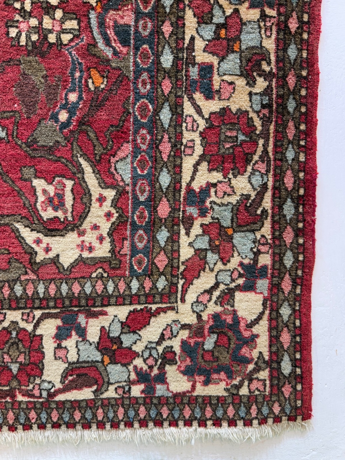Vintage Fabulous Hand Knotted Oriental Isfahaan Wool Rug Carpet Floor Area