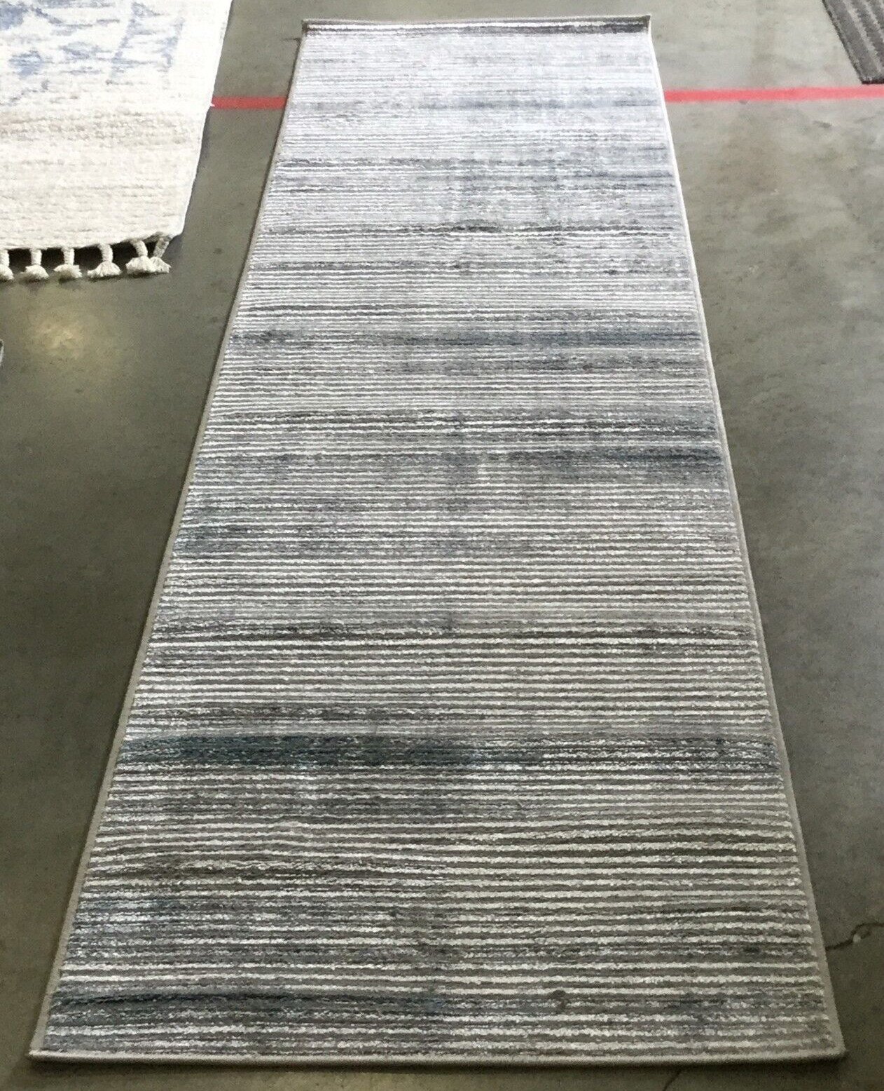 GREY / BLUE 2′-2″ X 9′ Loose Thread Rug, Reduced Price 1172657206 ORC661F-29