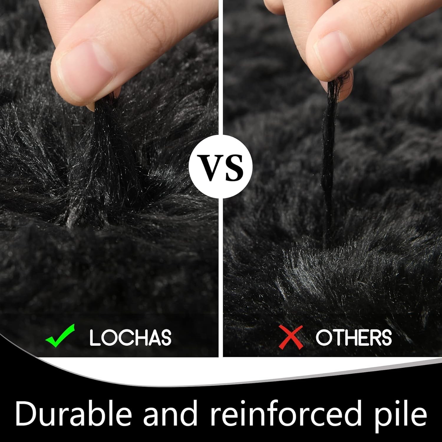Non-Shedding Fluffy Black Runner Rug – 2×6 Feet Soft Carpet for Home & Nursery