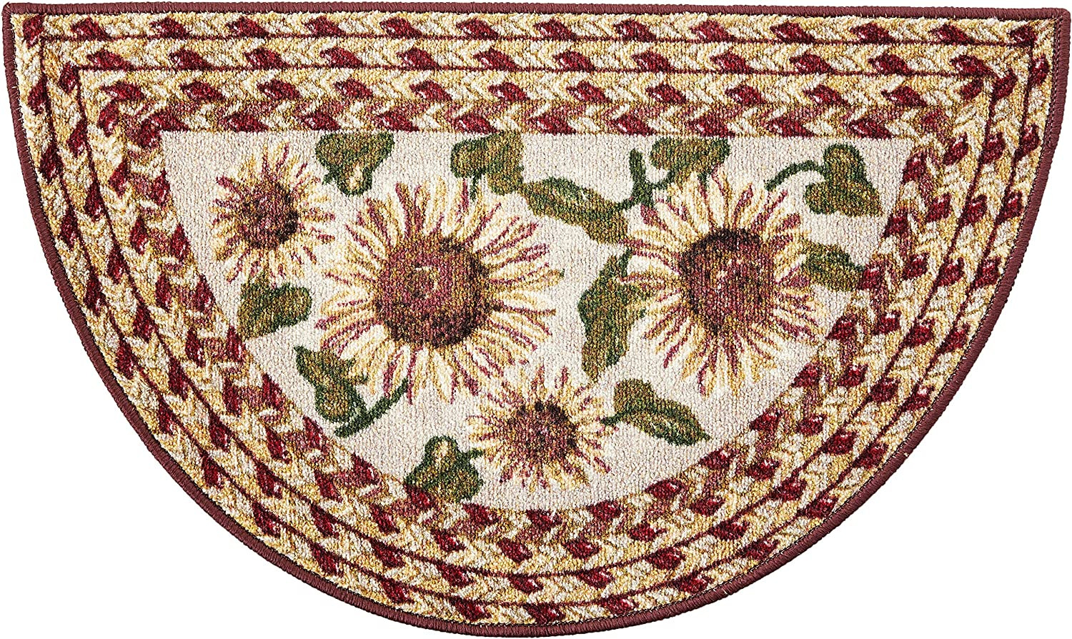 Sunflower Braided Pattern Rustic Floral Area Rug Kitchen Entryway Bathroom Mat