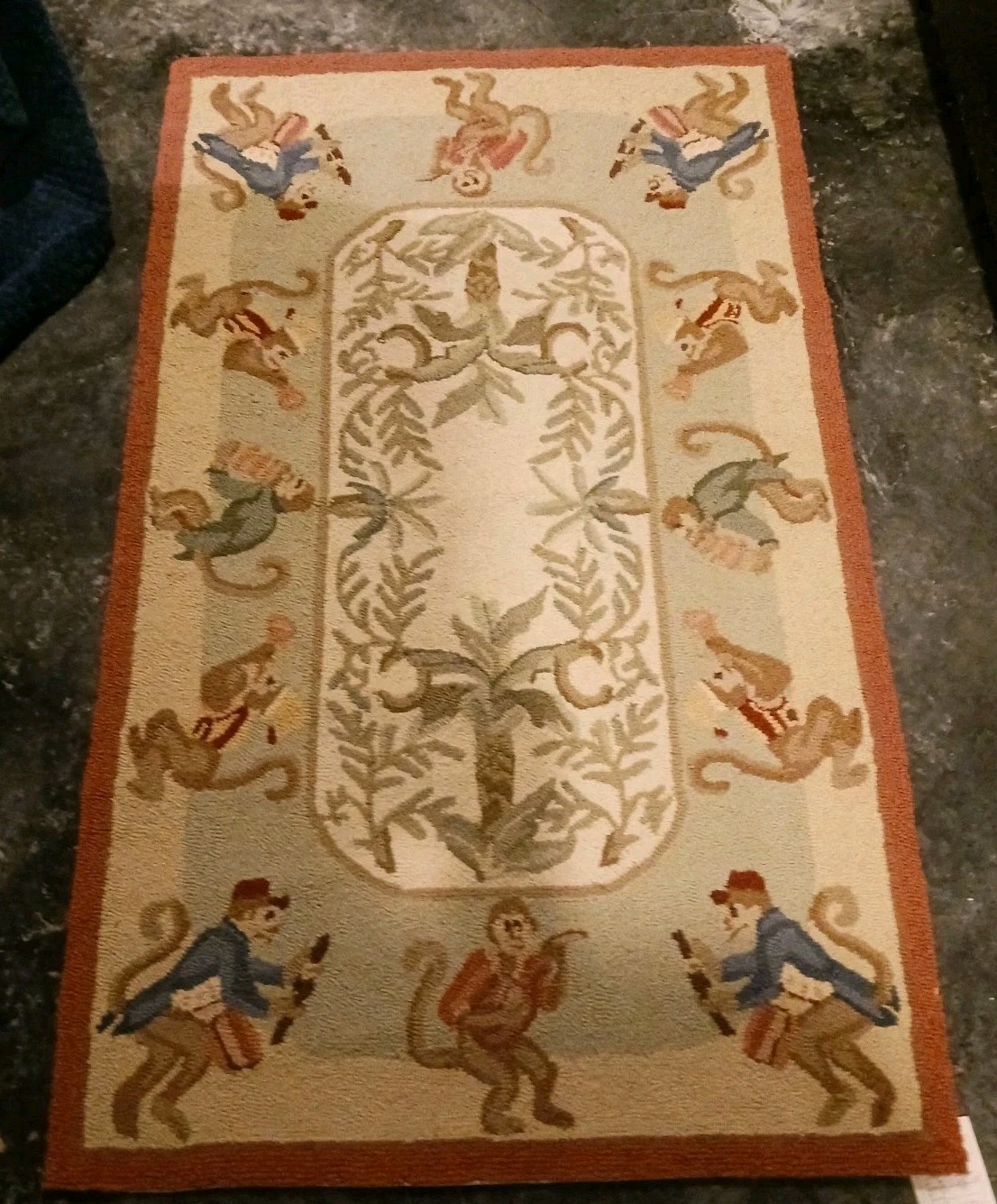 Vintage 100% Wool Pile 40″x 29.5″ Fun Wimsical Rug For Any Room Never Been Used