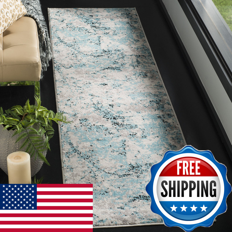 Safavieh Skyler Collection 2 X 14 Blue/Ivory Sky186M Modern Abstract