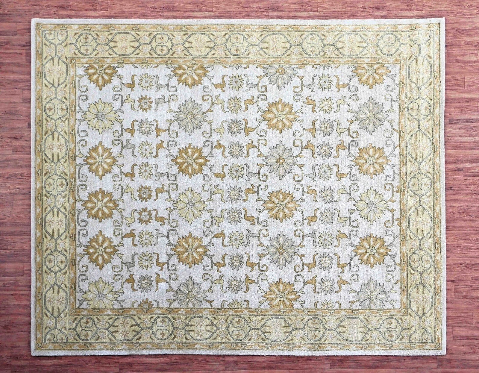 Hand-Tufted Beige Wool Bedroom Living Room Area Rug Handmade Hallway Carpet Rug