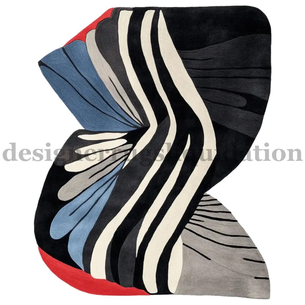 Modern Abstract Irregular Hand Tufted Wool Area Rug Contemporary Living Room Rug
