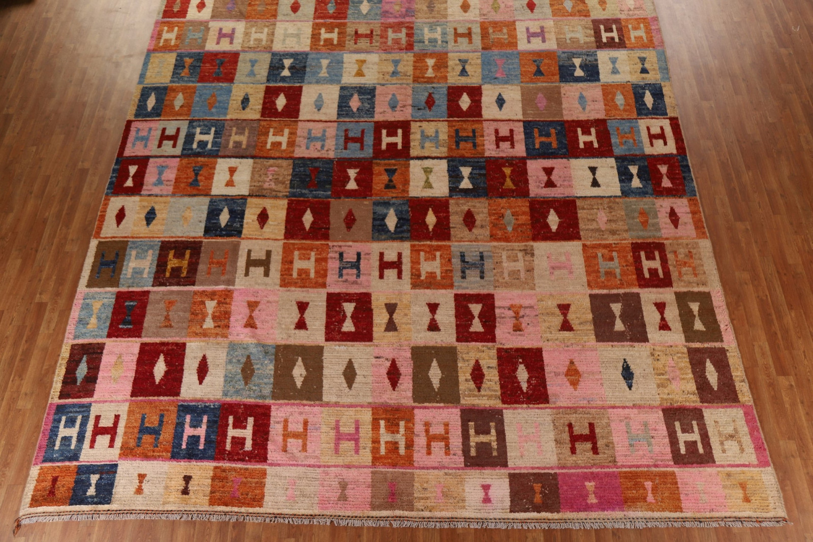 Handmade Tribal Moroccan Oriental Rug 12×17 Ft Geometric Palace Size Wool Carpet