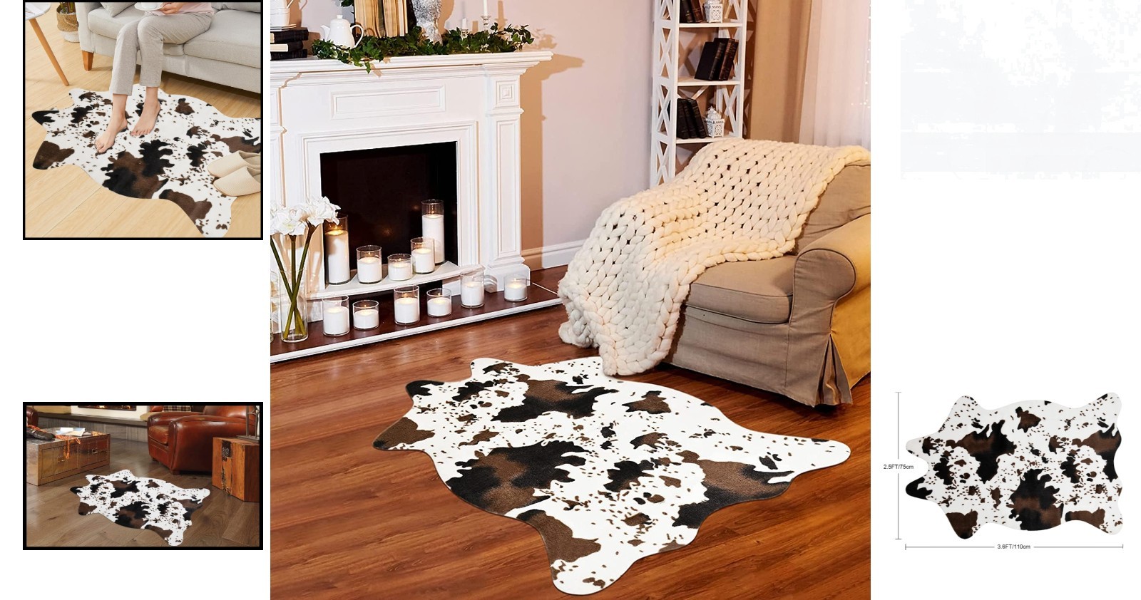Stylish Faux Cowhide Area Rug – Water-Resistant 43×30 Inches for Modern Decor