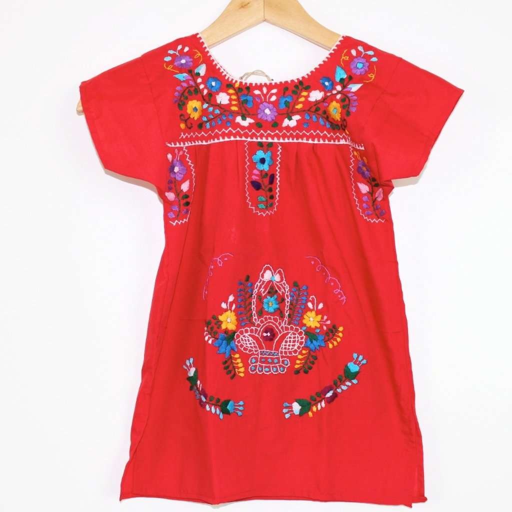 Kids: Mexican Bohemian Dress Red