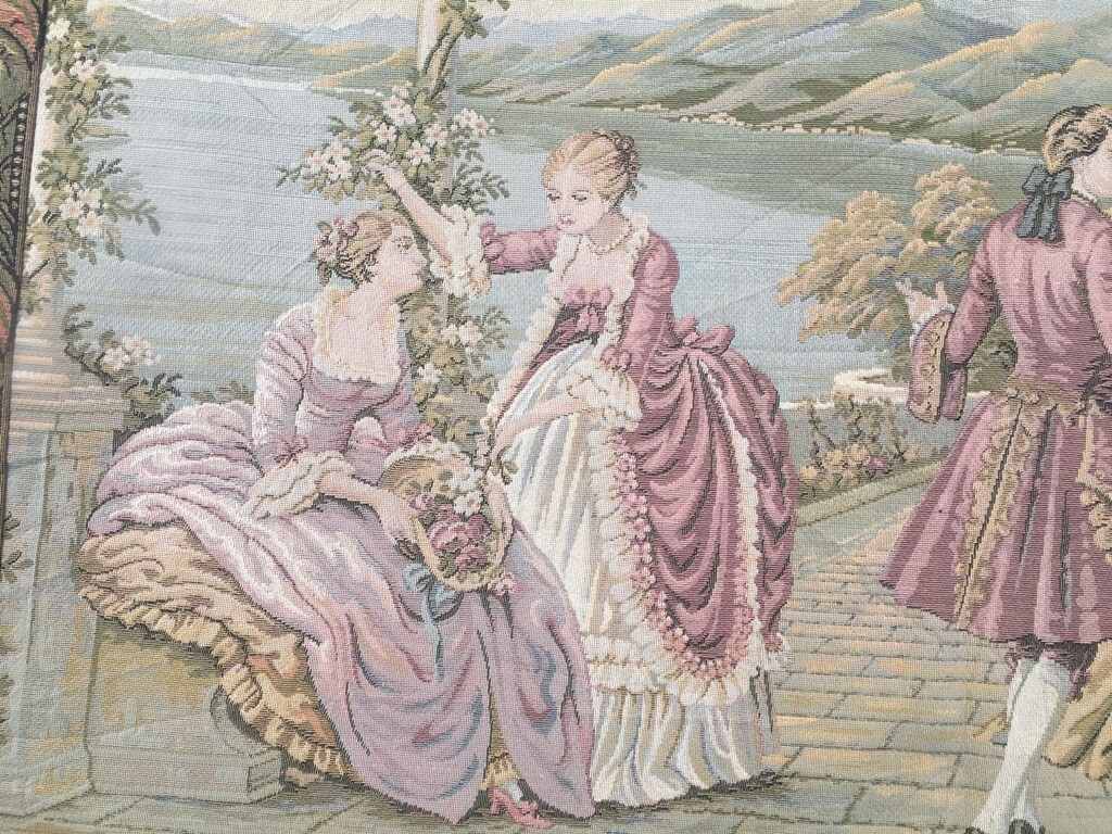 Vintage Tapestry, French Tapestry Pictorial Romantic Tapestry Home Decor 3×3 ft