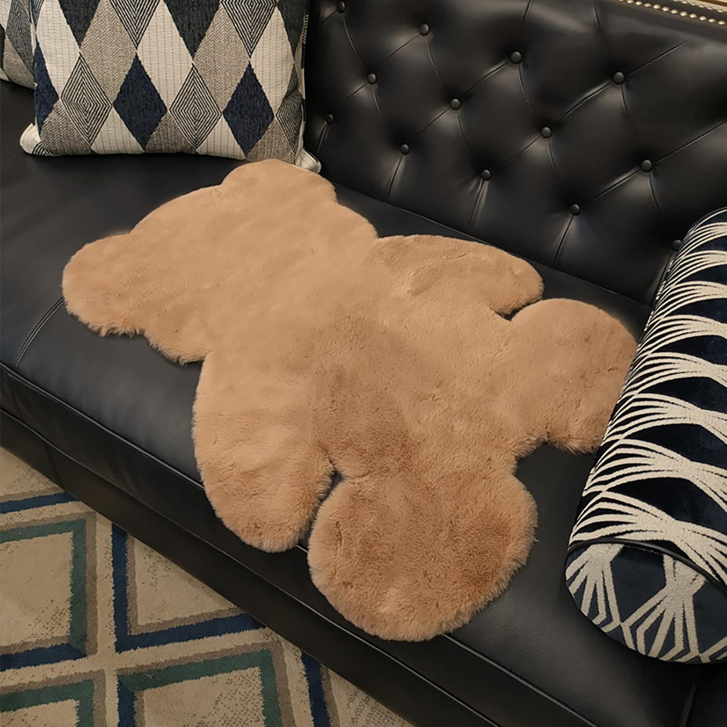 3X3.9Ft Small Bear Shaggy Rug, Soft Fluffy Faux Sheepskin Fur Rug Fuzzy Shag Are