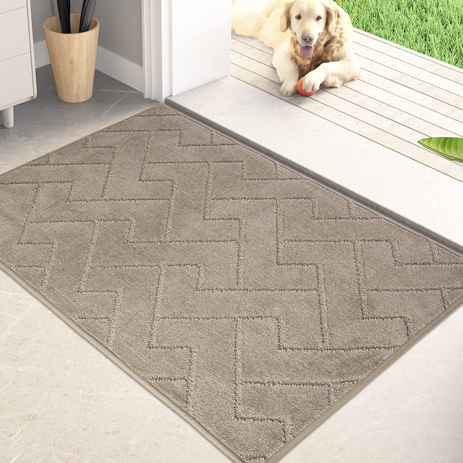 PURRUGS Dirt Trapping Door Mat 24″ x 35.5″, NonSlip Machine Washable Entry Ru…