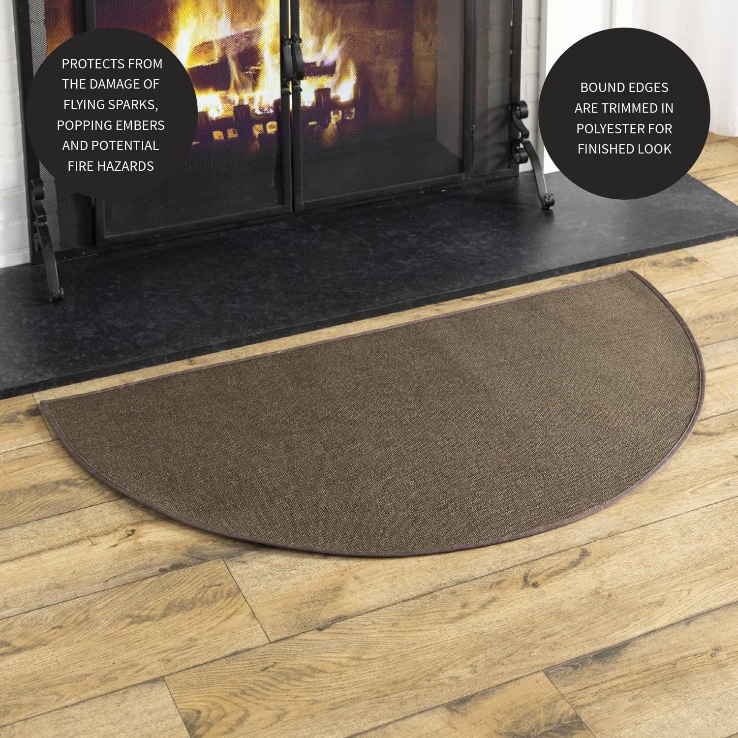 27″x48″ Semicircle Hearth Rug – Double Layer Fiberglass, Spark Proof