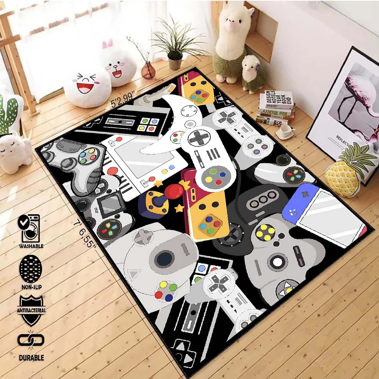 Gaming Rug, Retro Controller Carpet, Gamer Room Decor, Video Game Mat, Nerdy Rug