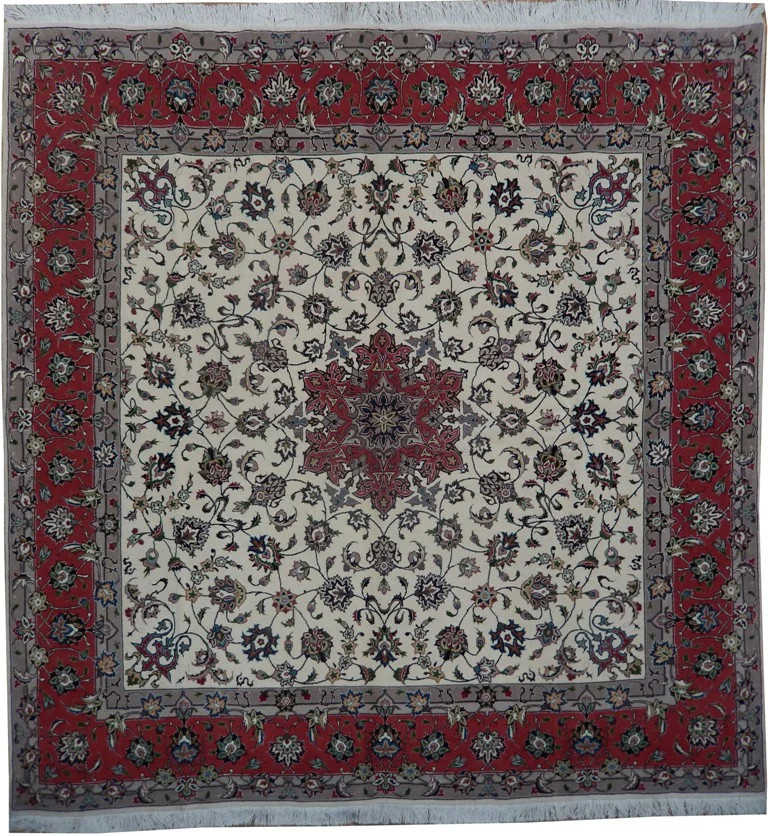 6.6 x 6.6 Square Tabriiz Rug Handmade Irran Wool and Silk 400 KPSI #PIX-21859