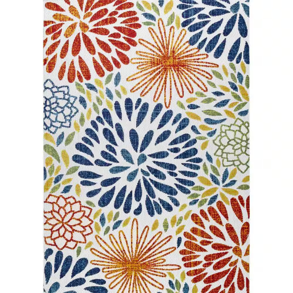 Irina Modern Bohemian Floret Multi 9 Ft. X 12 Ft. Indoor/Outdoor Patio/Living Ro
