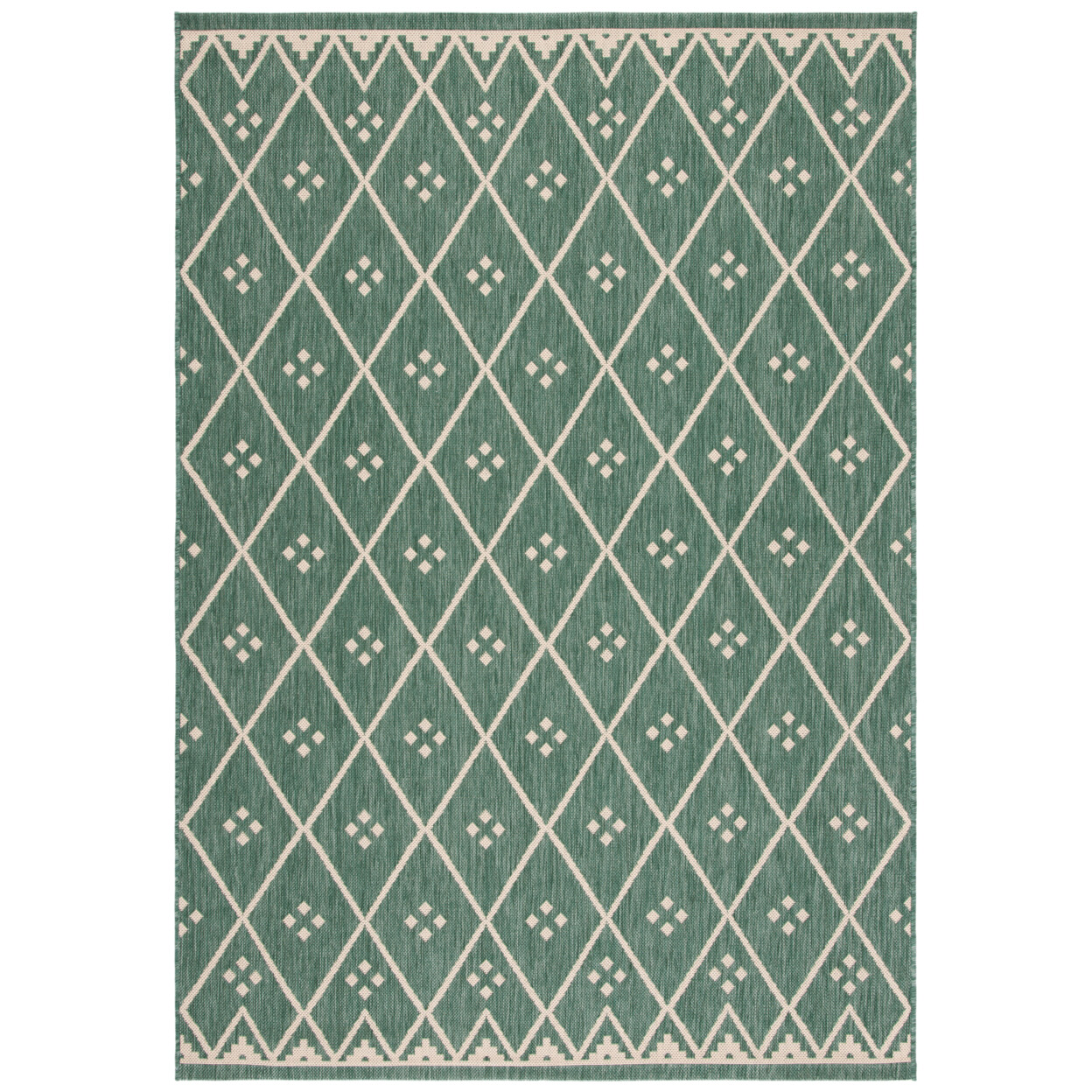 SAFAVIEH Outdoor CY6303-323 Courtyard Dark Green / Beige Rug