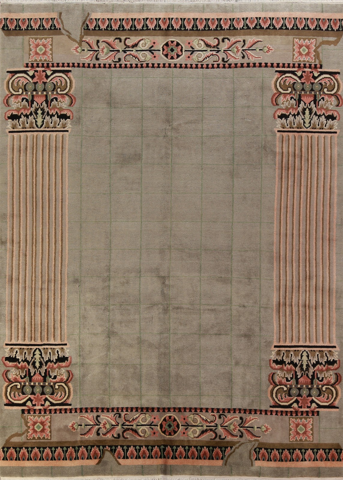 Vintage Nepalese Oriental Area Rug 9×12 Hand-knotted Wool Bordered Carpet