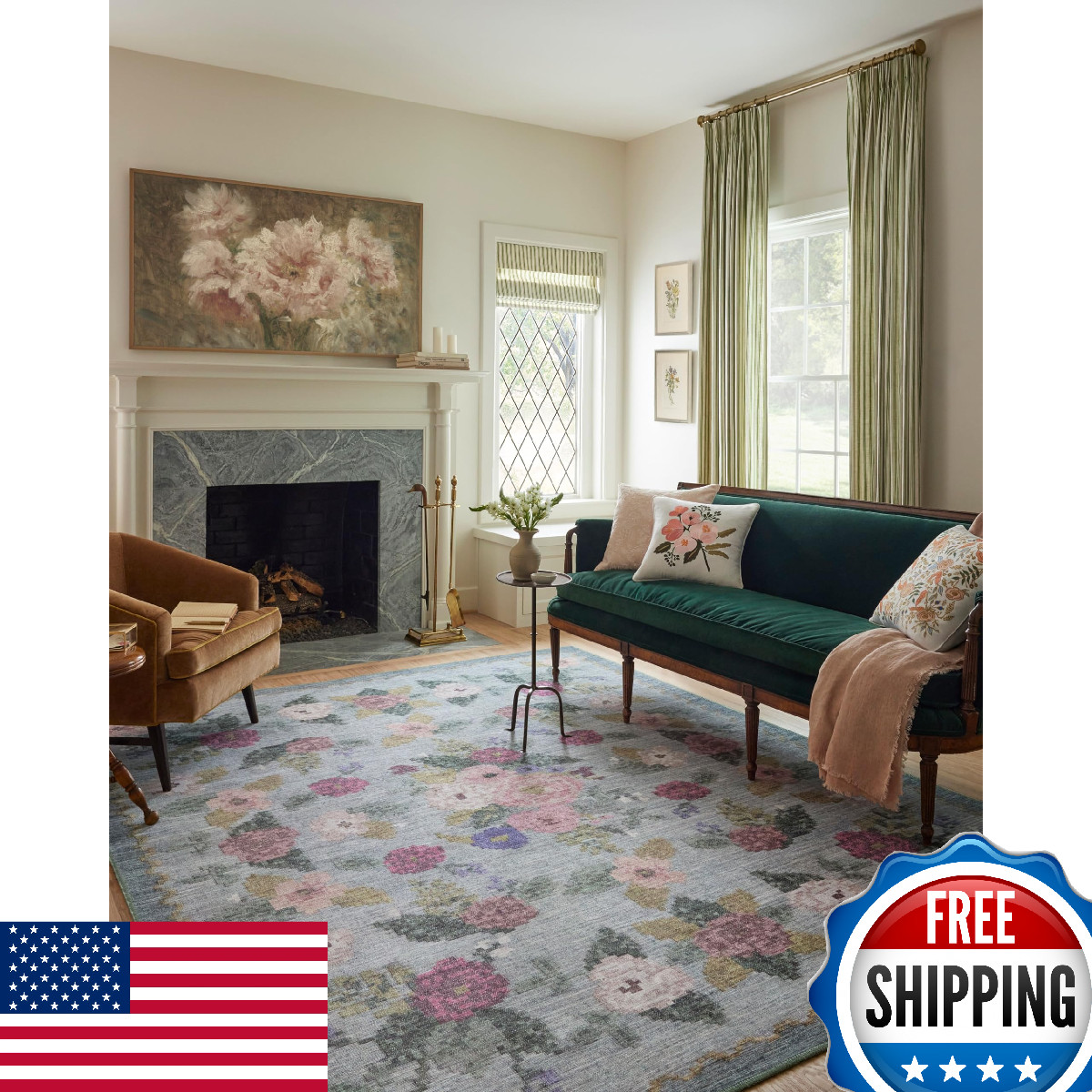 Loloi Rifle Paper Co. Rosa RSA-02 Sky 2’3″x3’9″ Accent Rug OEKO-TEX