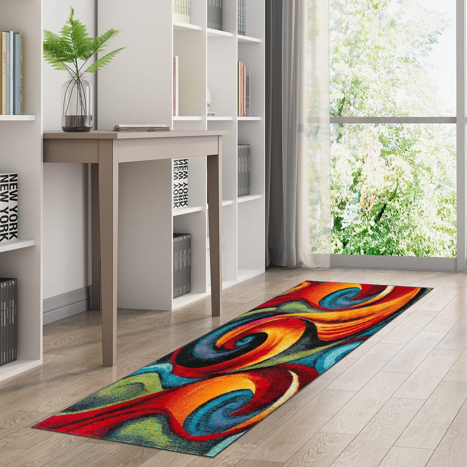 Abstract Rugs Modern Geometric Area Rug Bedroom Living Room Floor Carpet with…