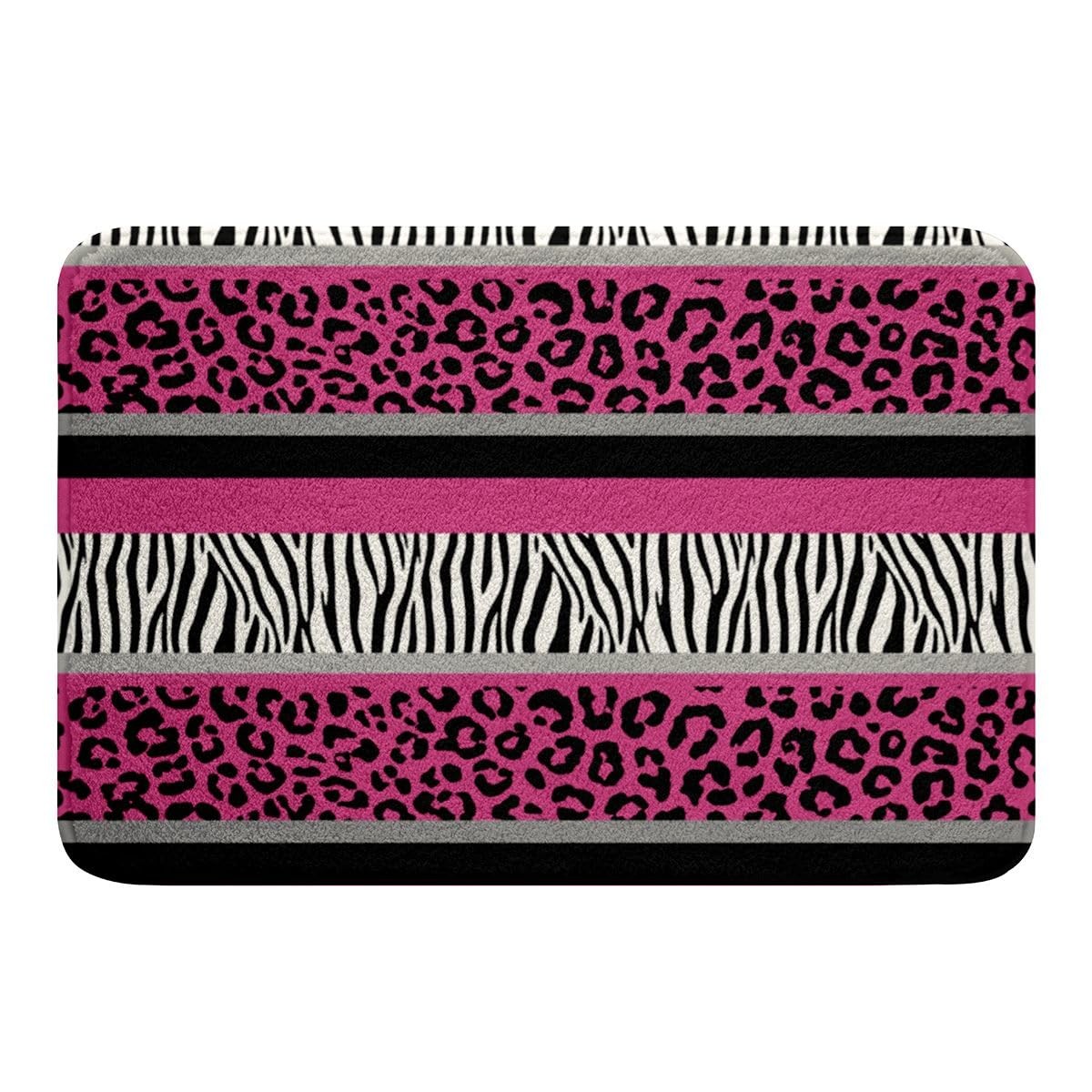 Zebra Stripes Non Slip Bathroom Rug Mat Leopard Print Bath Mat for Boys Girls…