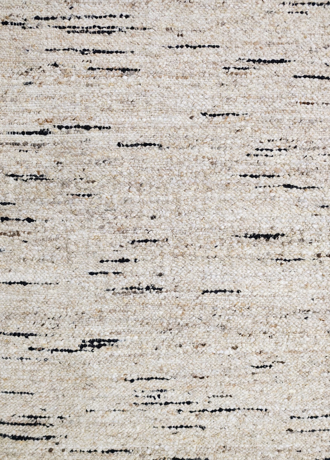 Natural Raw Wool Flatweave Black Streak Accent Hand-Knotted Rug (Made to Order)