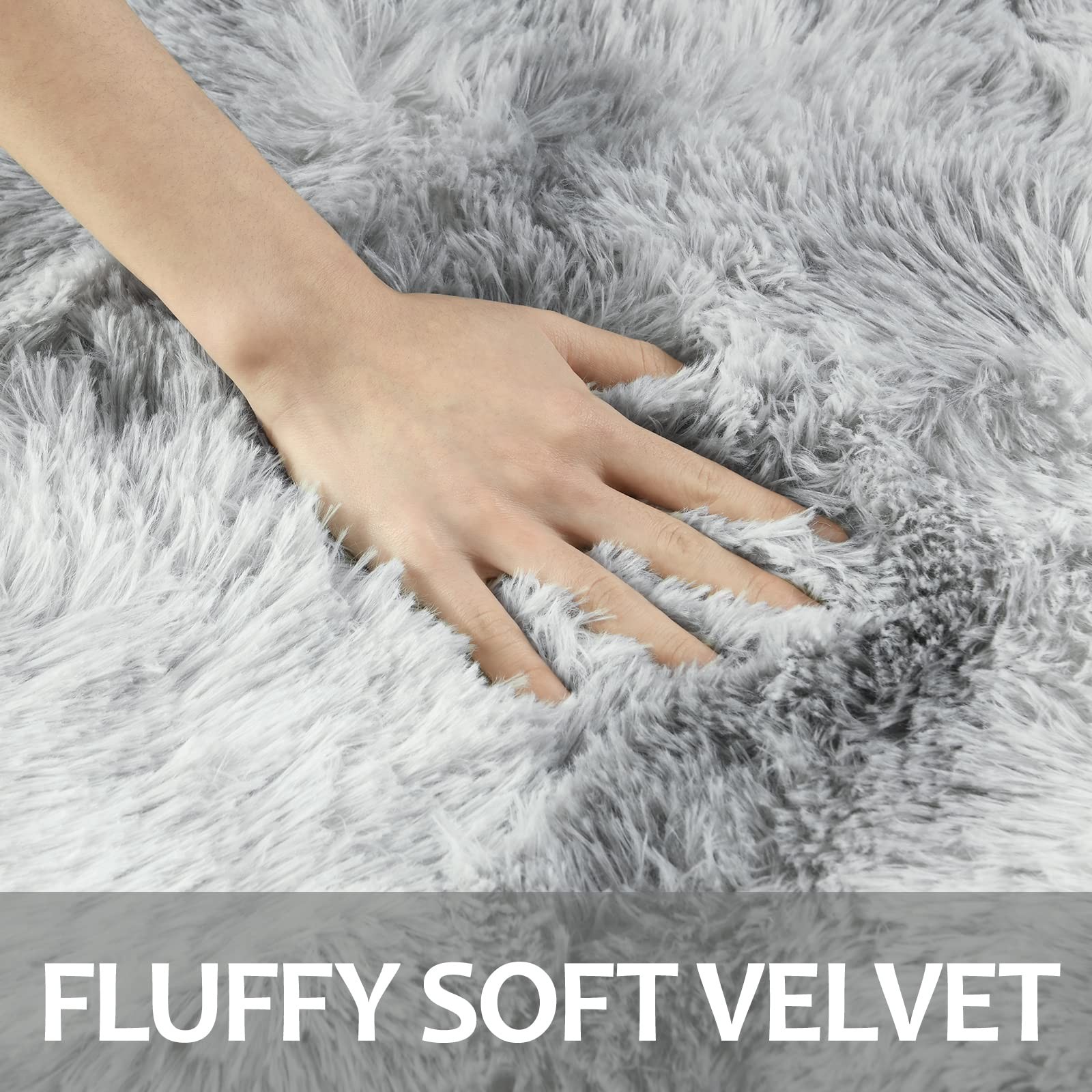 5×8 Large Washable Area Rugs for Living Room Tie-Dyed Light Grey