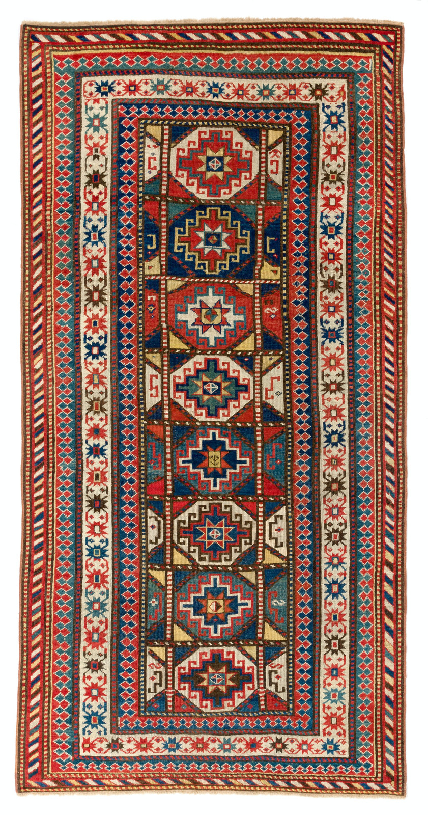 4×8 Ft Antique Caucasian Gendje Rug, circa 1875
