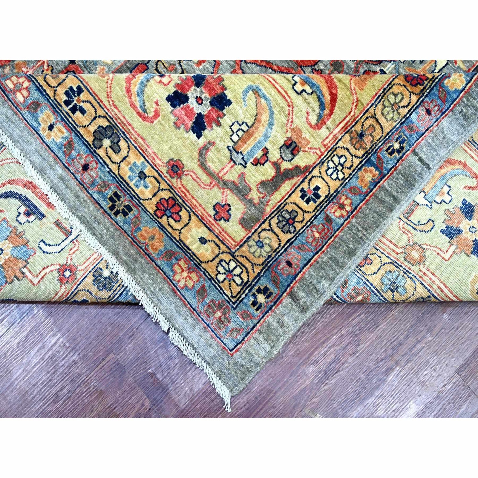 11’7″x15’5″ Gray Peshawar with Bijar Garus Design Hand Knotted Wool XL Rug 22473
