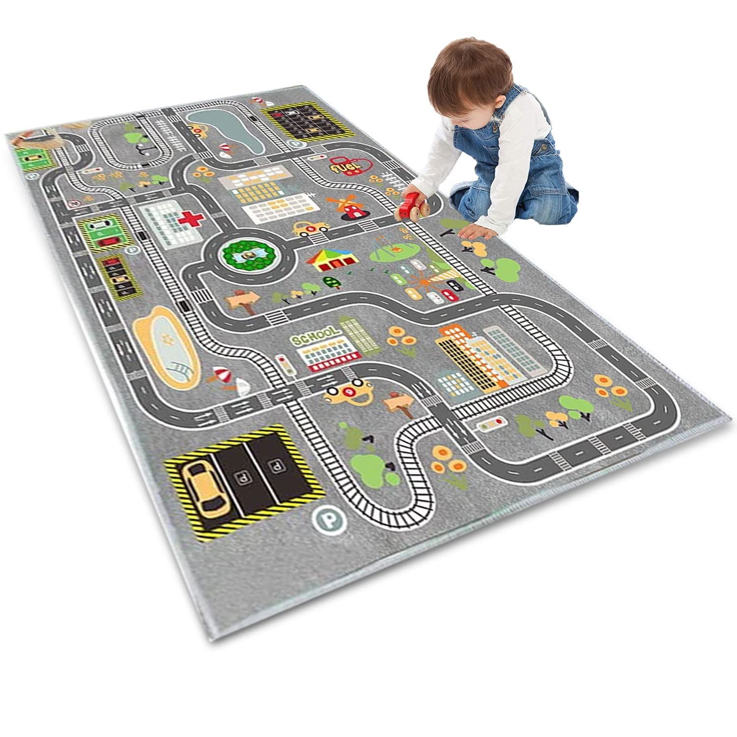 Kids Rug Play Mat Great for Playing with Cars and Toys,Educational Kid Road