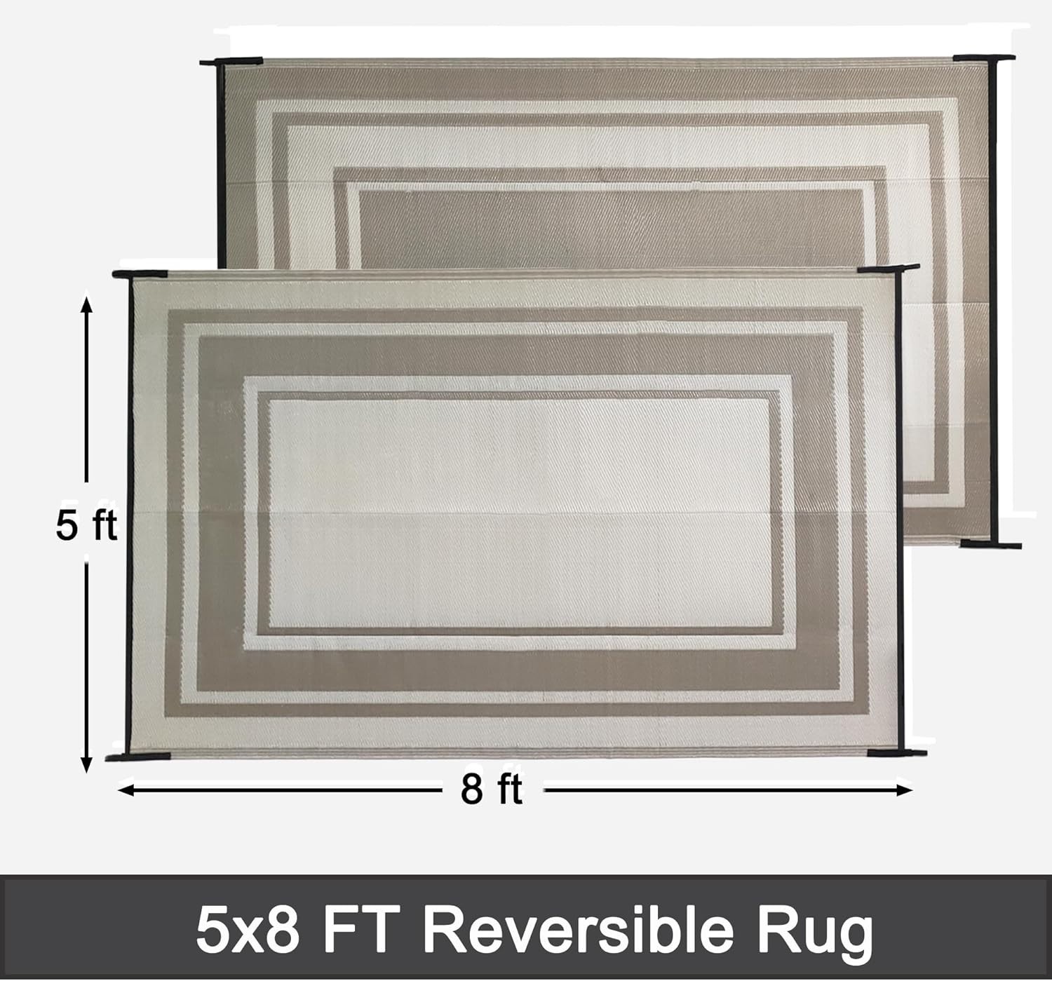 Reversible Waterproof Outdoor Rug 5×8 ft Patio Deck Porch Recyclable