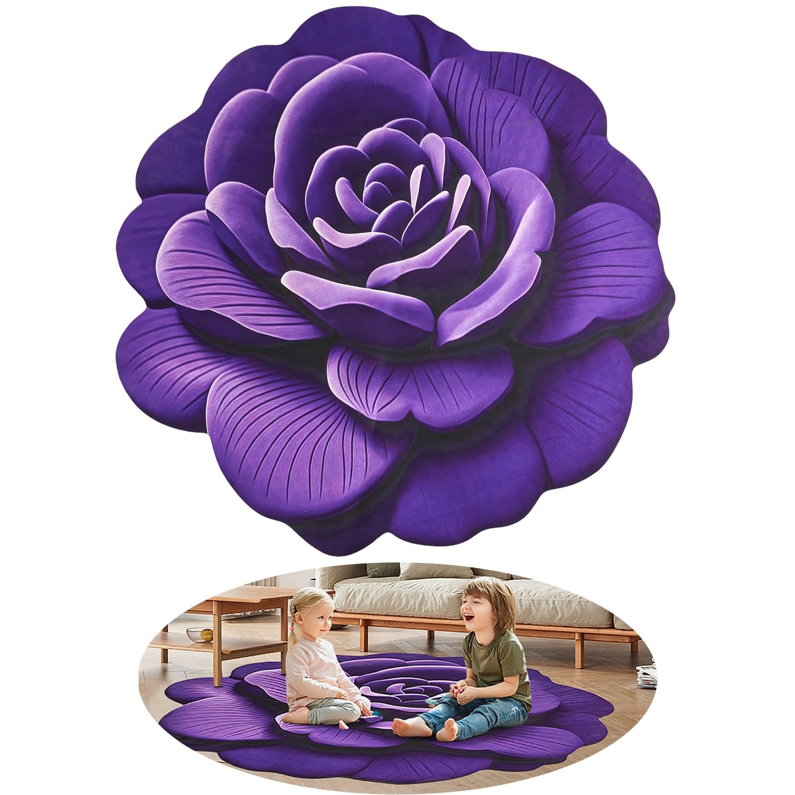 Flower Design Round Area Rugs,Absorbent Quick Dry Kitchen Rugs,Washable Decor…