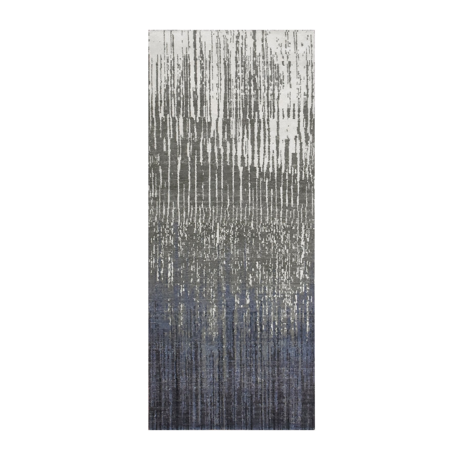 2’6″x6’3″ Gainsboro Gray Modern Ombre Design Hand Knotted Wool Runner Rug R75308