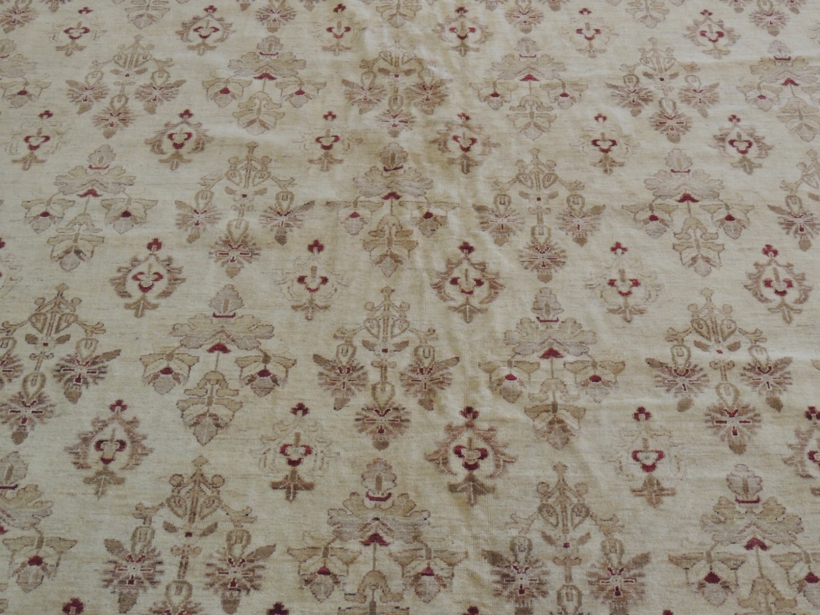 12×18 Pakistani Peshawar Oriental Area Rug wool Beige Gold Burgundy Red
