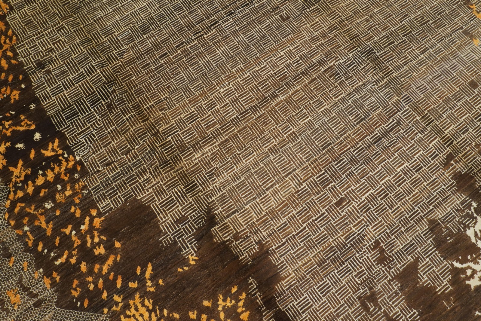 8×10 ft Brown Afghan Hand Knotted Wool Modern Area Rug