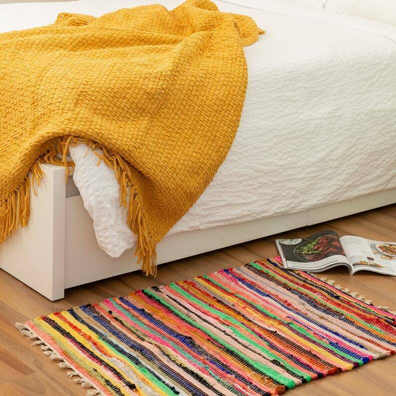 Hand Made Eco Friendly Recycled Braided Multicolor Chindi Cotton Rugs Chindi Rag