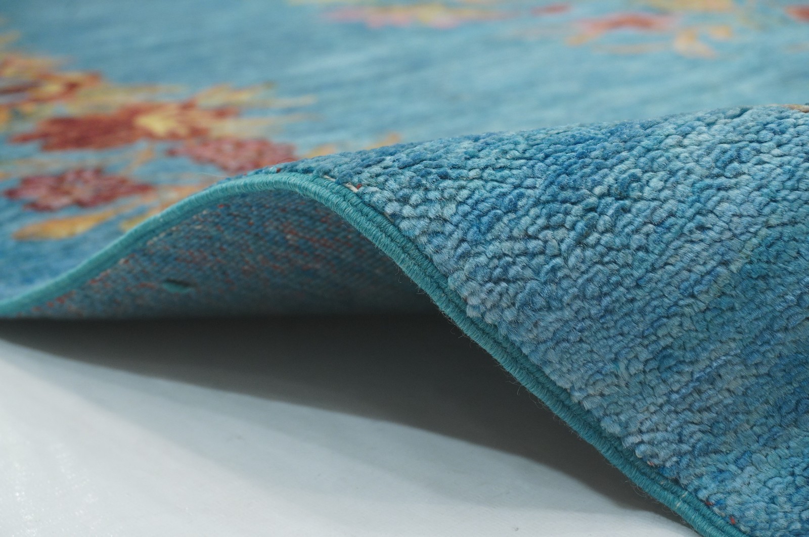 8 x 10 ft Turquoise Blue Afghan Hand Knotted Veg dyes Wool Floral Rug