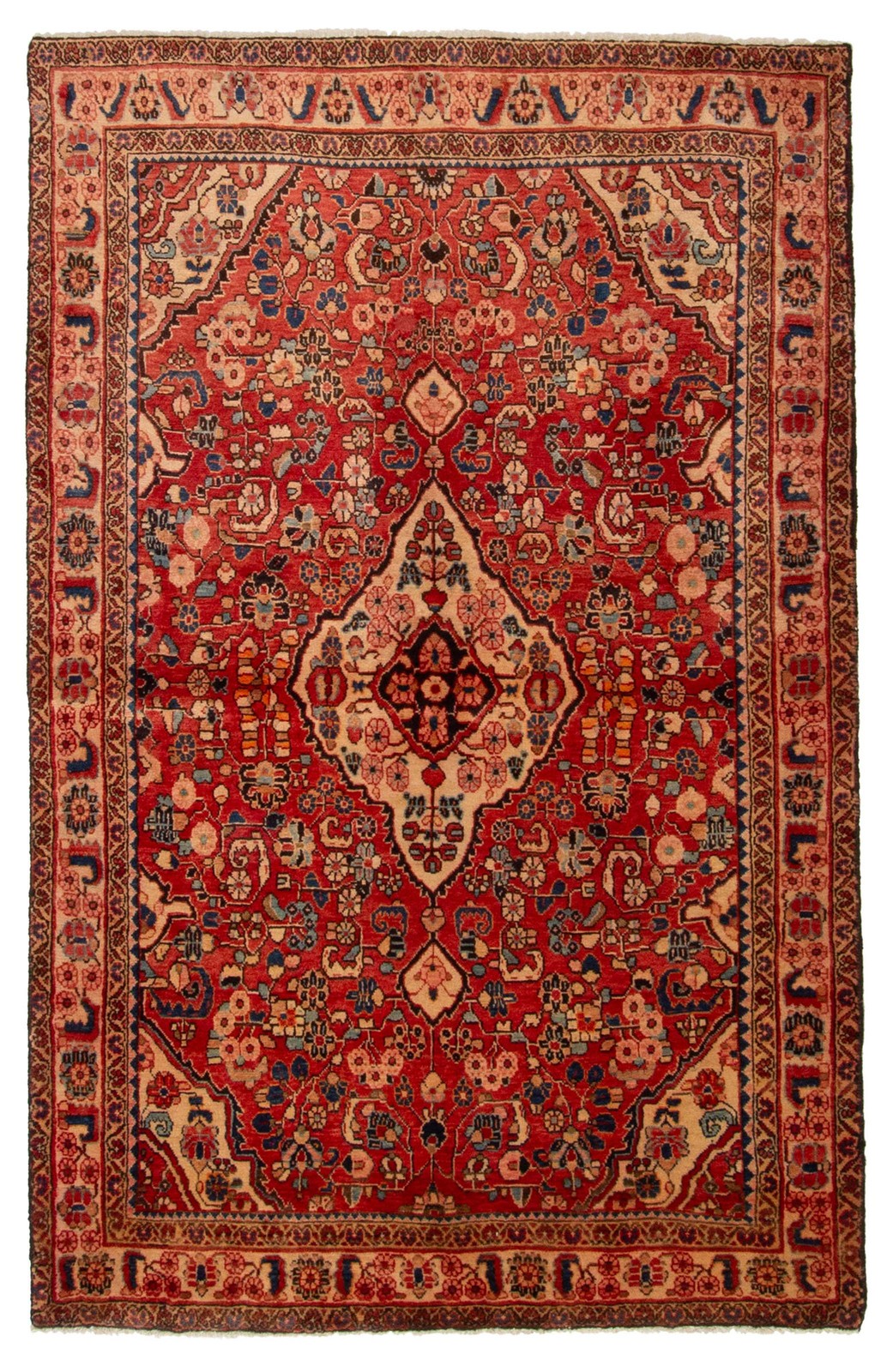 Vintage 4’2″ x 6’6″ Traditional Hand Knotted Vegetable Dye Wool Area Rug
